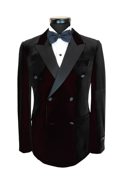 Black Double Breasted Velvet Tuxedo Blazer