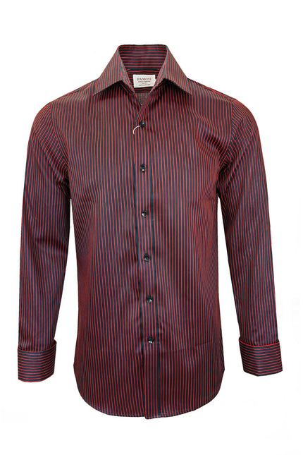 Men's Slim Fit Black & Red Striped Shirt