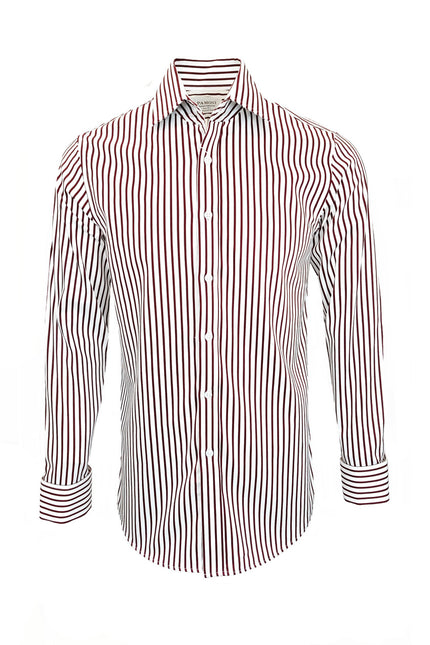 Men's Slim Fit Red & White Striped Shirt