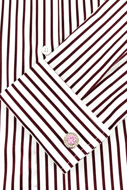 Men's Slim Fit Red & White Striped Shirt