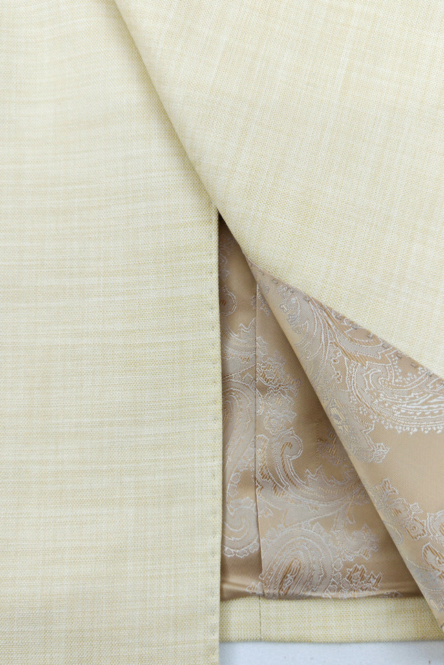 Elegant Cream Double-Breasted Slim Fit Suit