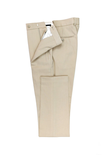 Beige Double-Breasted Slim Fit Suit