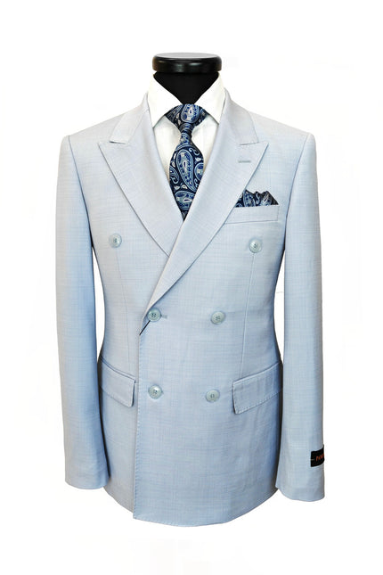Light Blue Double-Breasted Slim Fit Suit
