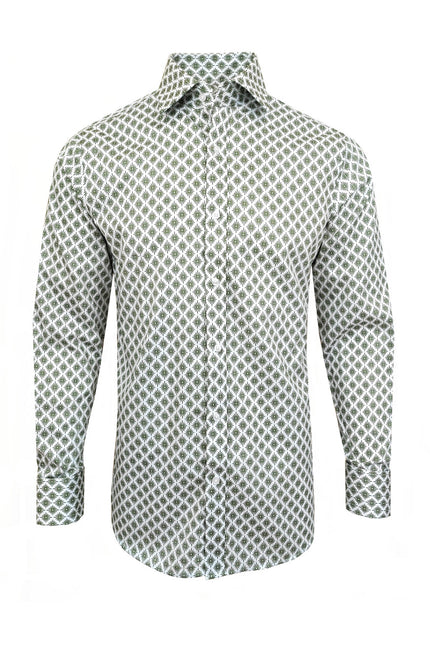 Green Palm Print Slim Fit Shirt