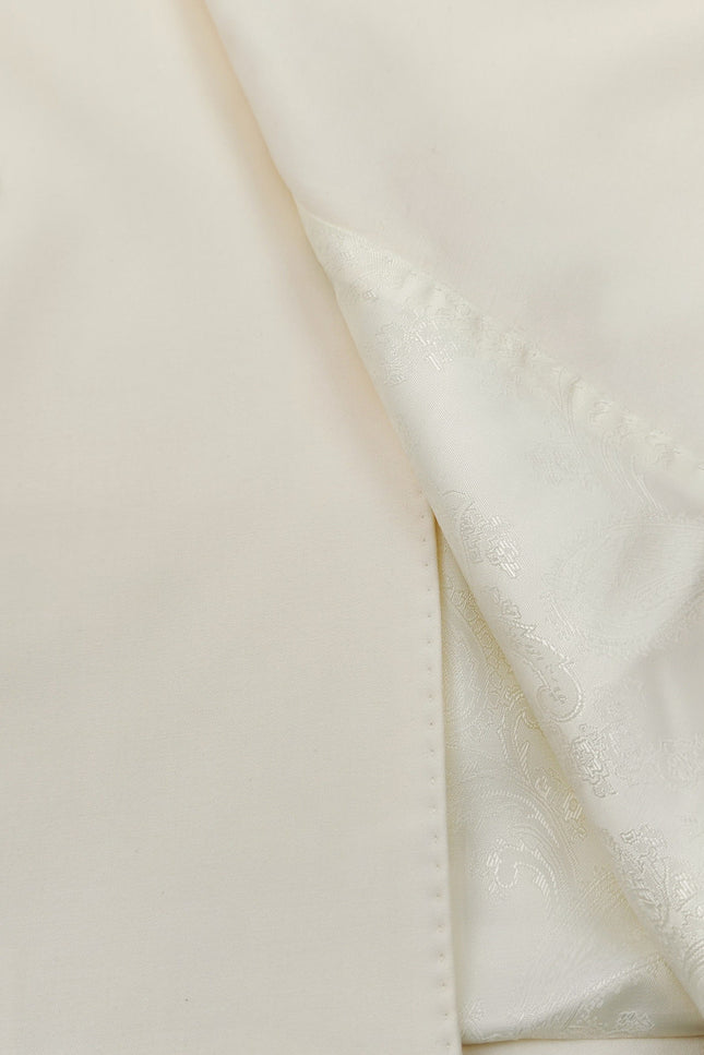 Men’s Slim Fit Cream Double-Breasted Wool-Blend Suit with Gold Buttons