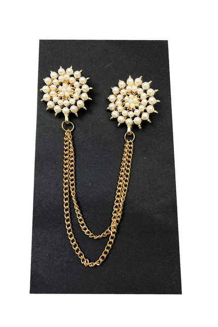 Pearl halftone-radial chain lapel pin - Pamoni