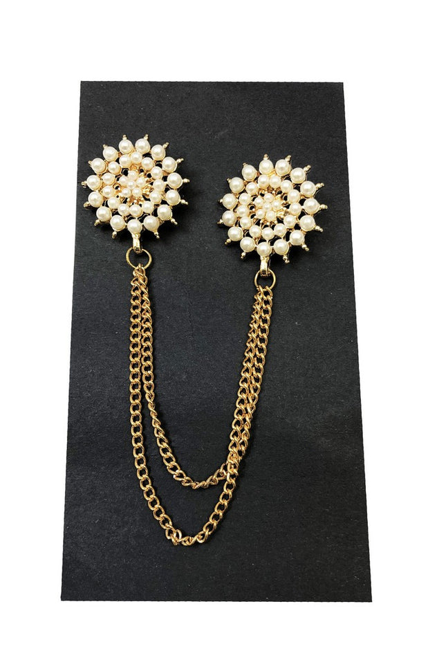 Pearl halftone-radial chain lapel pin - Pamoni