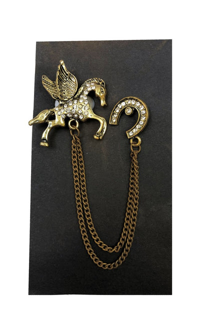 Jewelled Pegasus Chain Lapel Pin