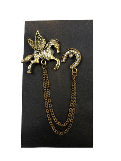Jewelled Pegasus Chain Lapel Pin