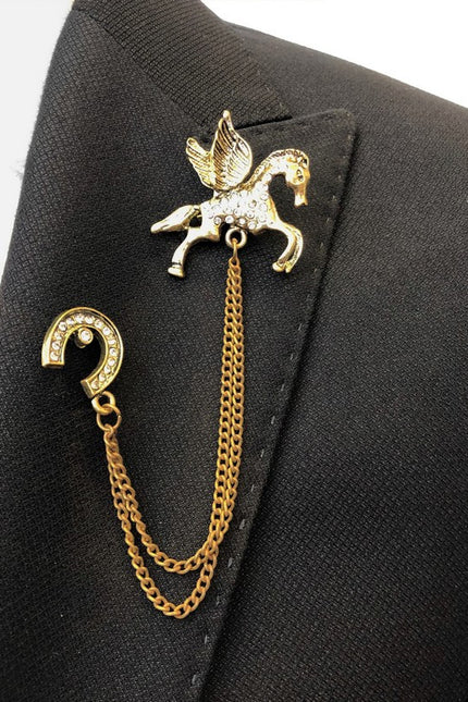 Jewelled Pegasus Chain Lapel Pin