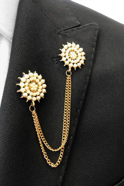 Pearle halftone-radial chain lapel pin - Pamoni