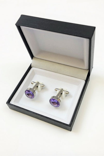 Round Gemstone Cufflinks in Pamoni presentation cufflink box