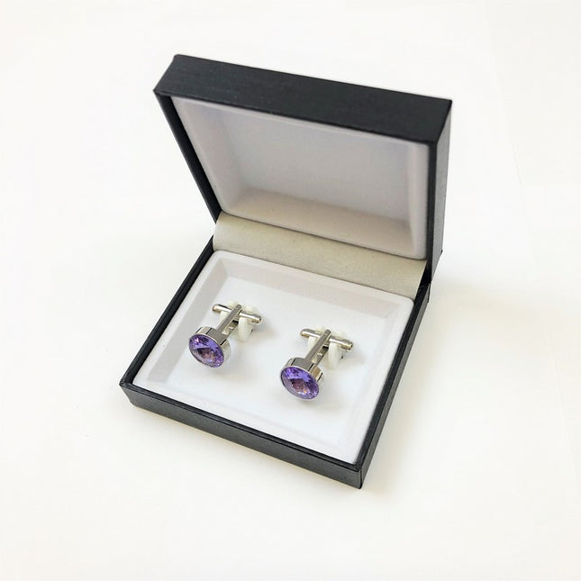 Round Gemstone Cufflinks in Pamoni presentation cufflink box
