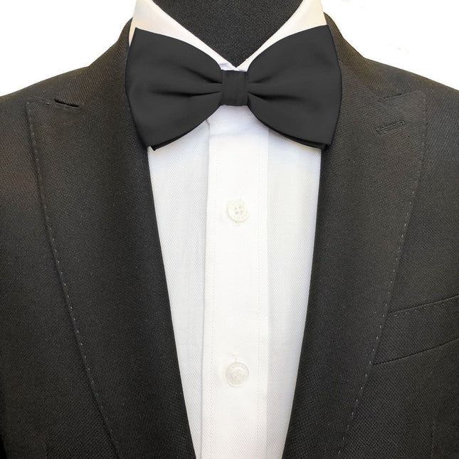 Classic black bow tie on model