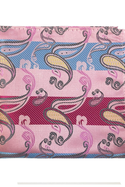 Pink & Blue Paisley Pocket Square