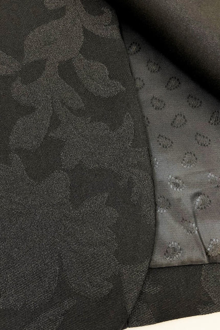 Black Floral Trousers Suit Close Up