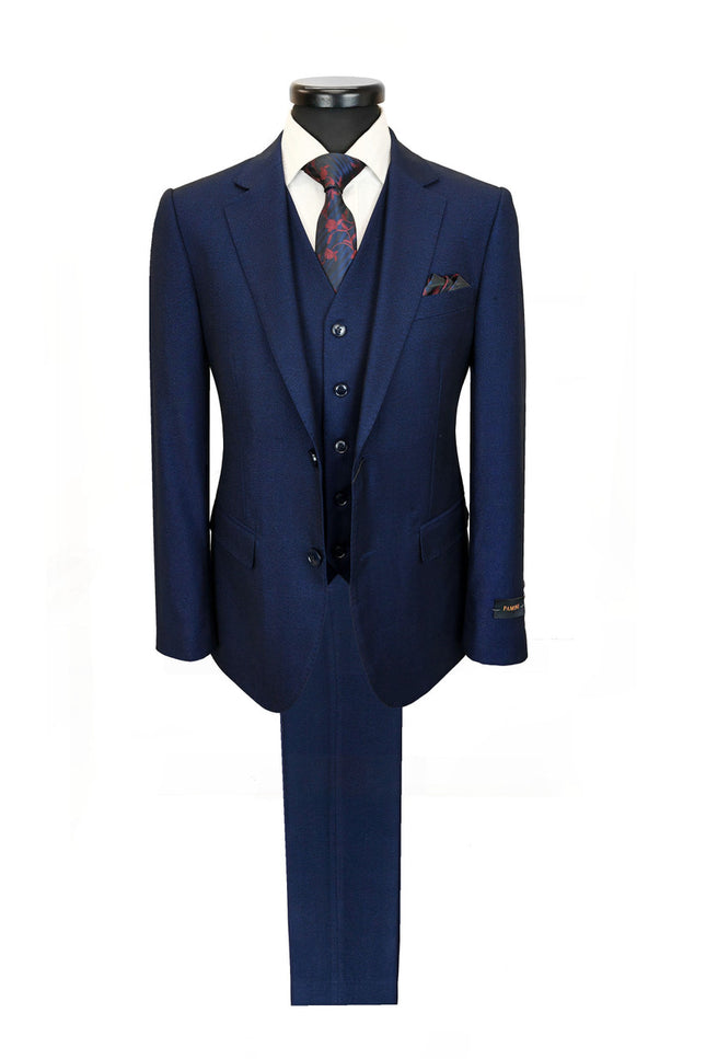 Men’s Navy Blue 3-Piece Slim Fit Suit