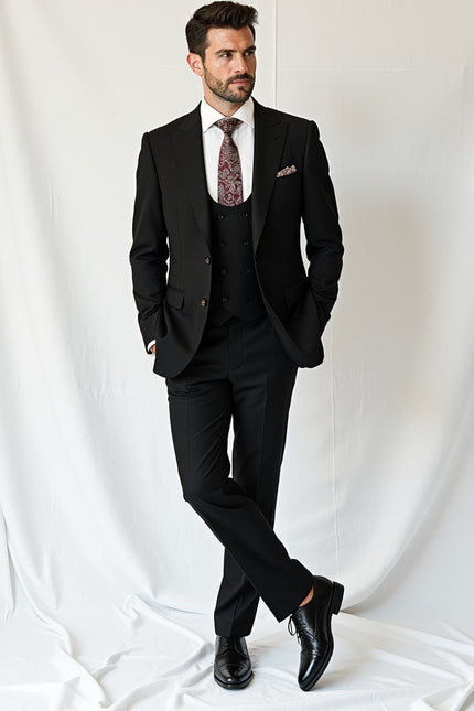 Men's 3-Piece Black Slim Fit Suit