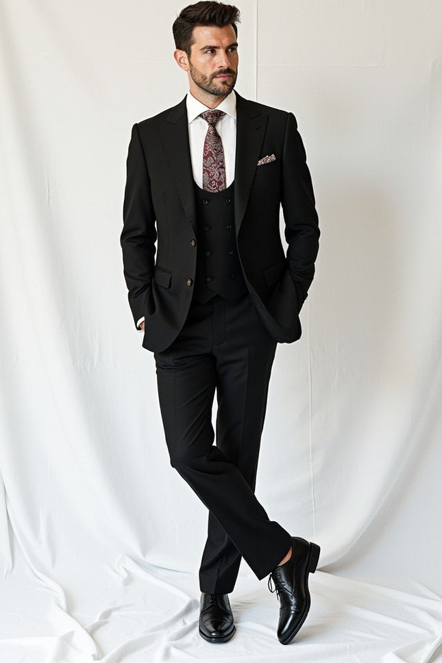 Men's 3-Piece Black Slim Fit Suit