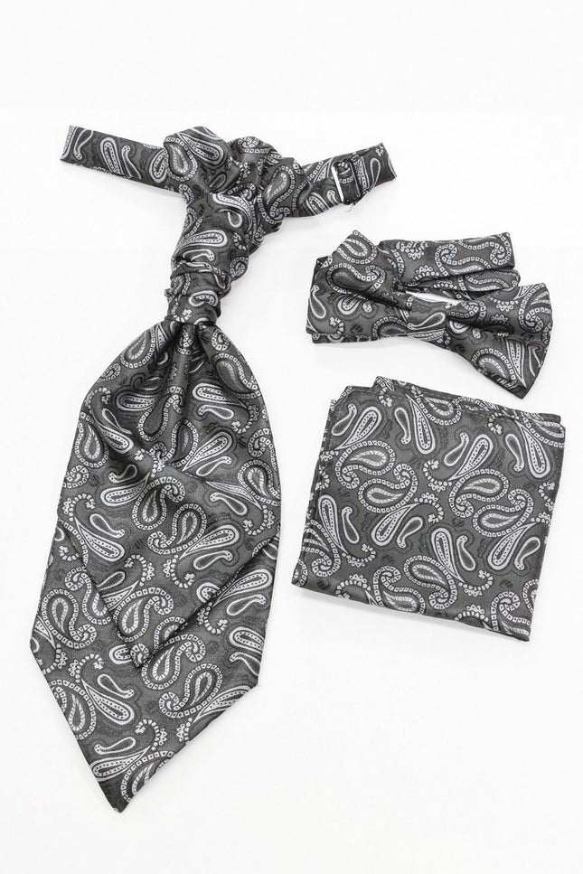 Dark grey paisley waistcoat & cravat set