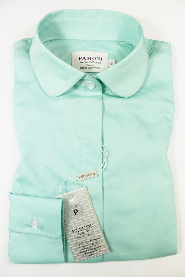 Mint Curved Collar Fitted Shirt