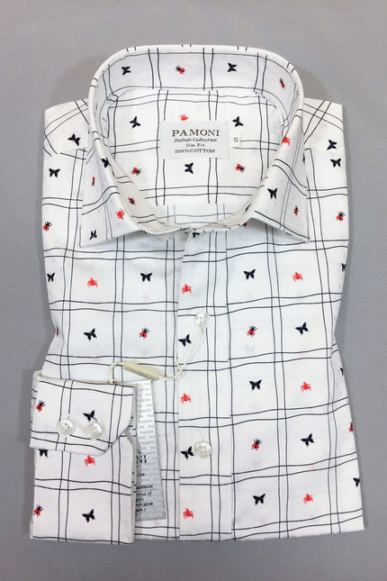 Camisa ajustada con estampado de cuadros blancos