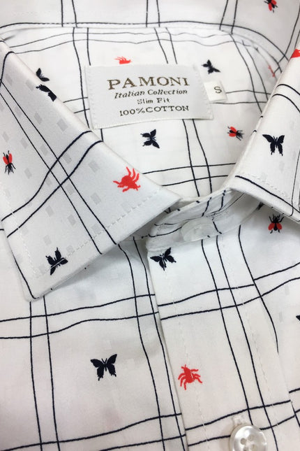 Camisa ajustada con estampado de cuadros blancos