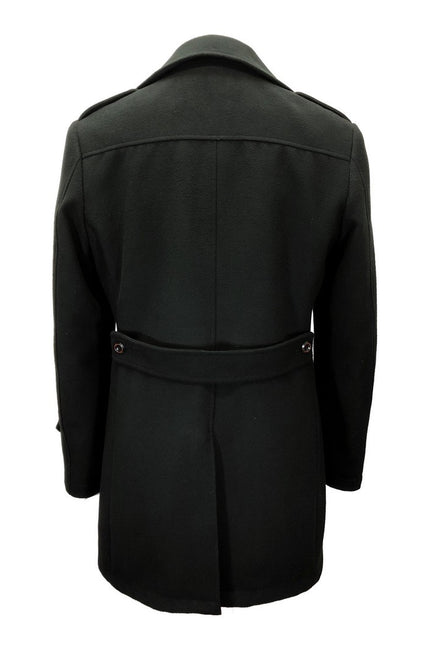 Slim Fit Black Wool Blend Coat