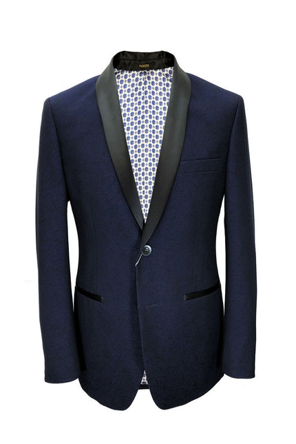 Blue Textured Dinner Jacket