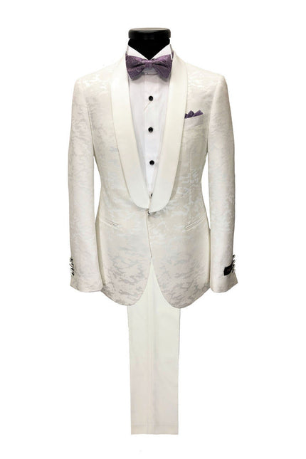 Cream Jacquard Brocade tuxedo - Pamoni