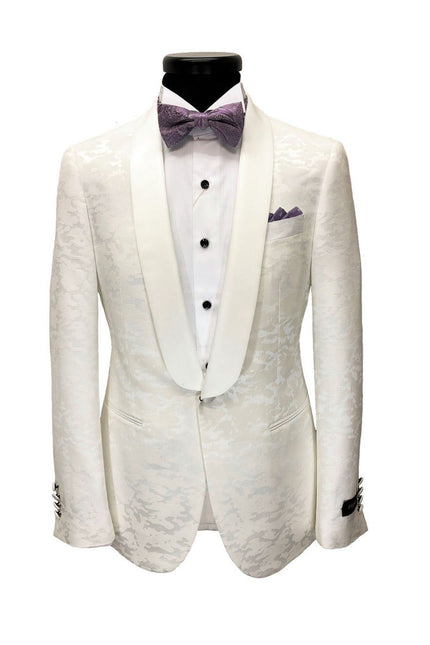 Cream Jacquard Brocade tuxedo - Pamoni