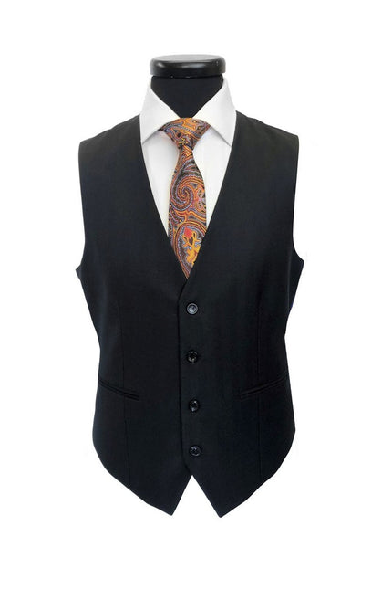 Black herringbone 4 button waistcoat - Pamoni