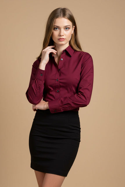 Burgundy Women's Fitted Shirt